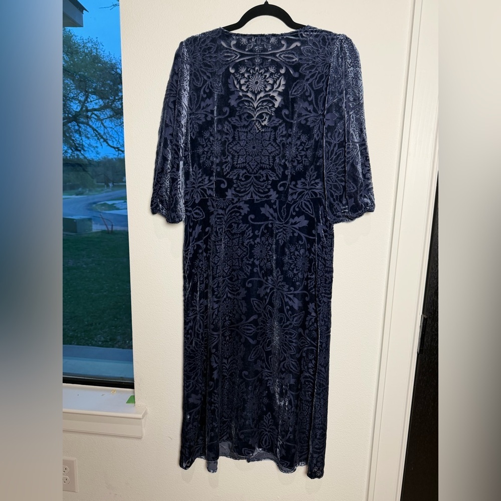 Johnny Was JADE Ryan Silk Velvet Burnout Midi Dress Bohemian Whimsigoth Floral - Picture 10 of 14